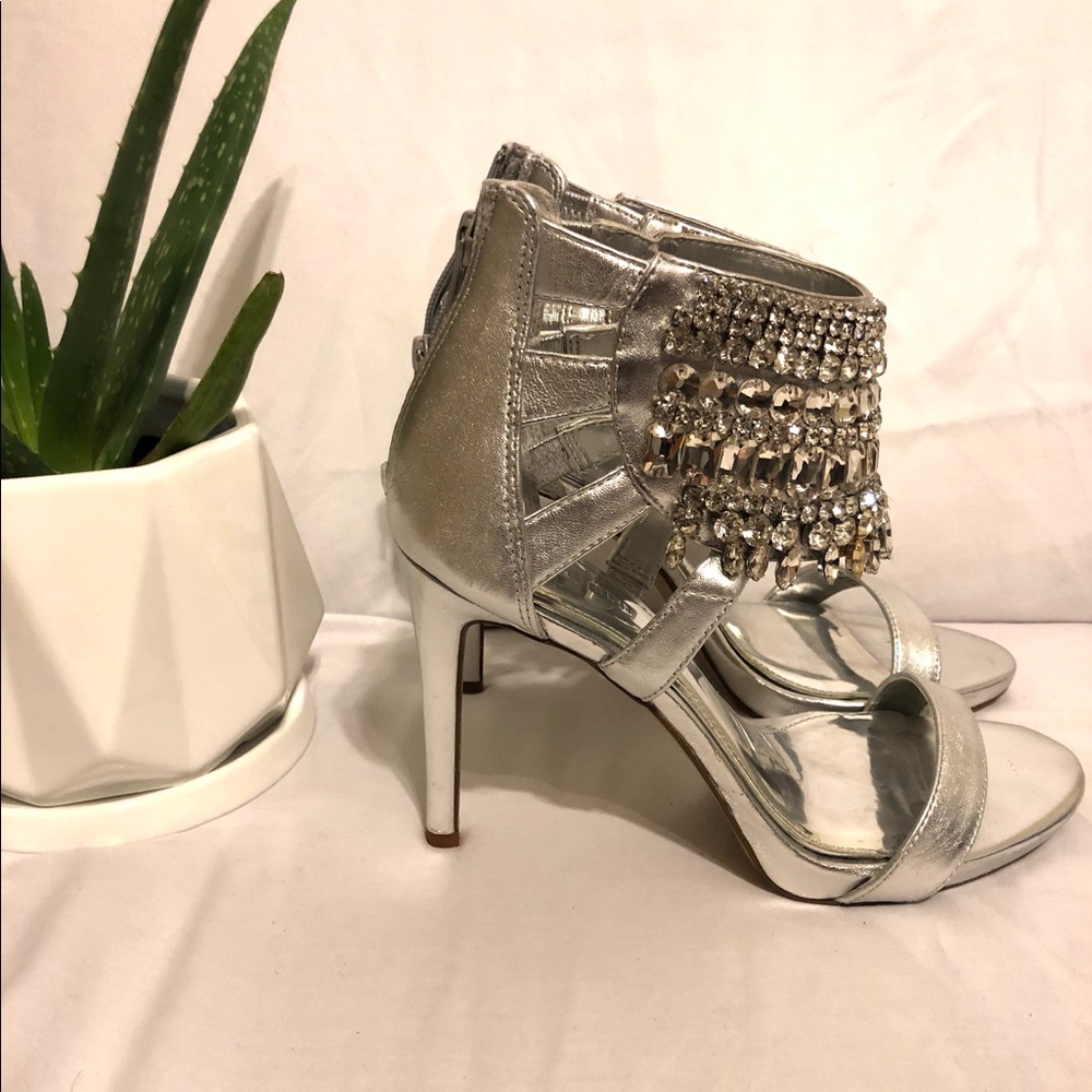 Gianni Bini Sequined Open-Toe Pumps